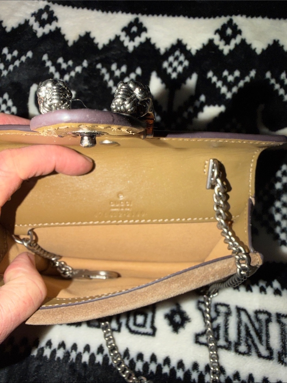 Gucci Beige/Tan Dionysus GG Supreme Mini Shoulder Bag with Chain - Picture 3 of 6